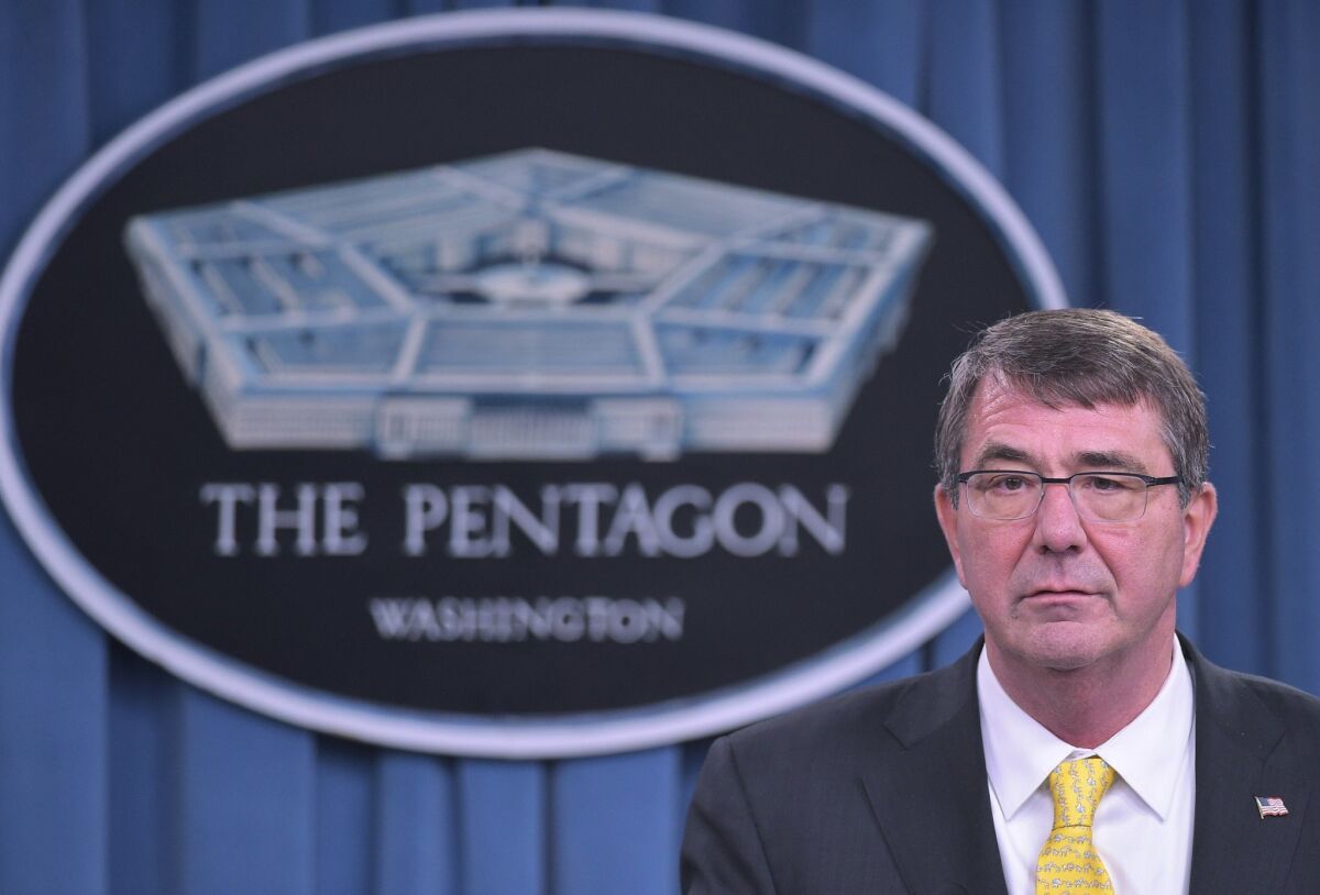 Defense Secretary Ashton Carter says Syrian rebels have started U.S.-led military training at sites in Turkey, Jordan, Saudi Arabia and Qatar.