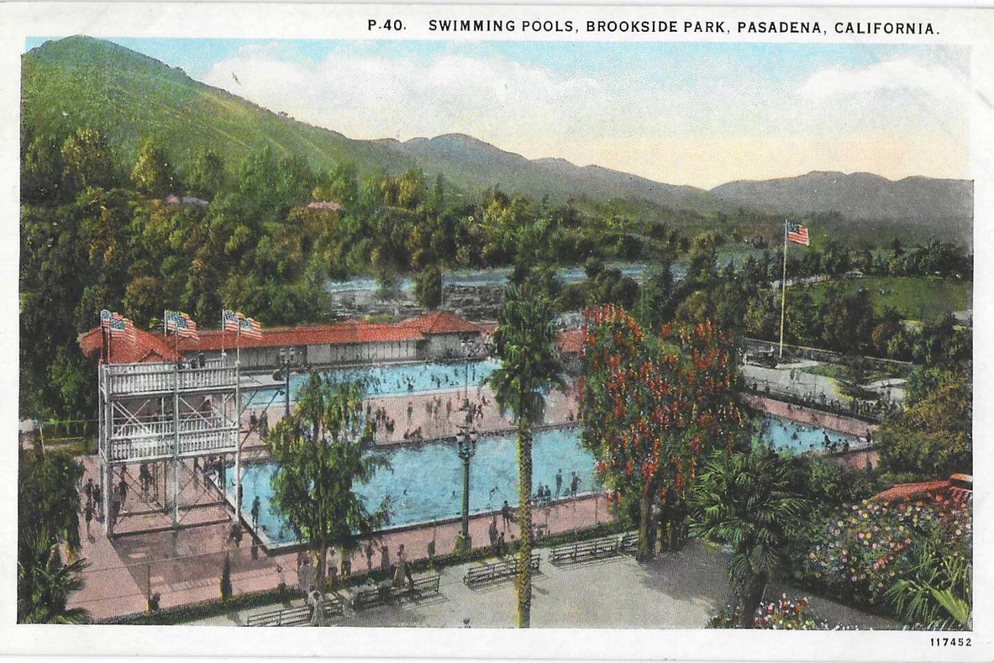 Brookside Park swimming pools postcard