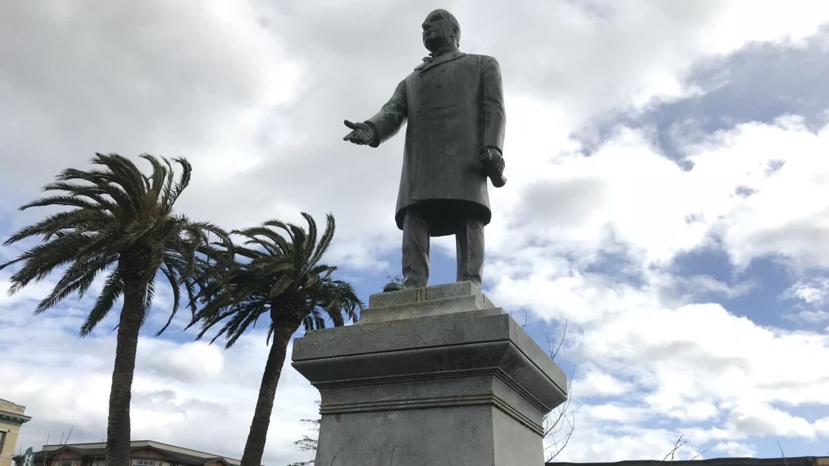 A statue of President William McKinley has stood in the central plaza in Arcata, Calif., since 1906.