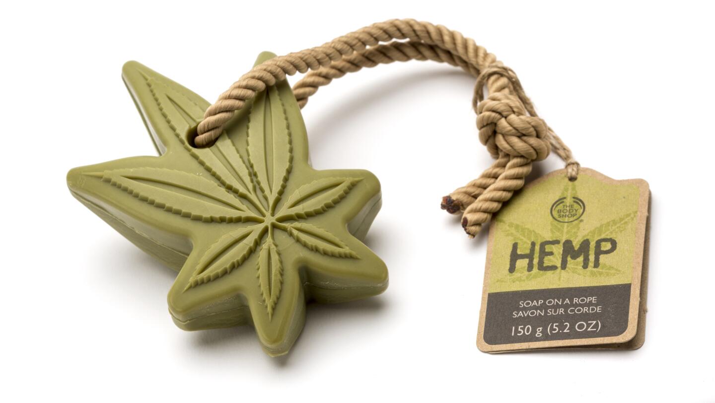 The Body Shop's Hemp Soap on a Rope The Body Shop has been using hemp seed oil (from “community fair trade-sourced” farms in England, according to the company’s website) for years. And this Hemp Soap on a Rope design makes its association with cannabis sativa very clear. $12, www.thebodyshop.com