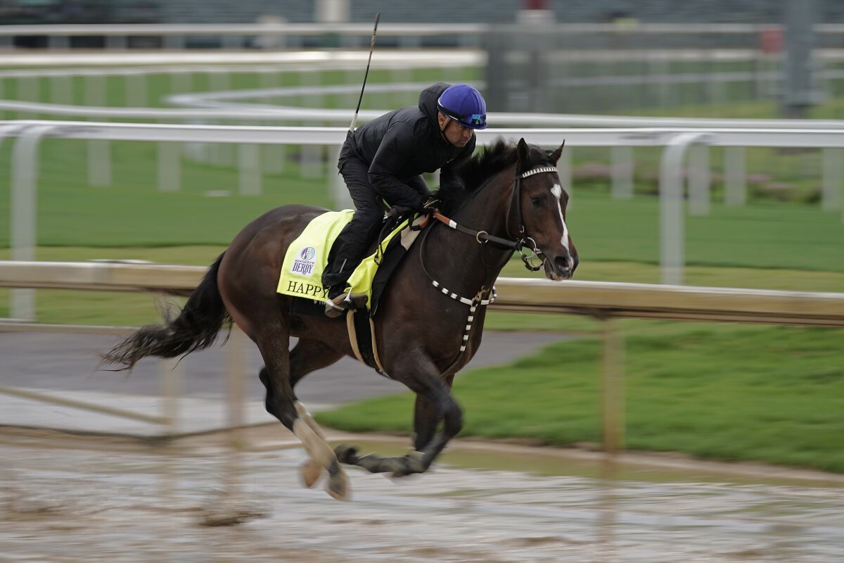 Kentucky Derby entrant Happy Jack works out at Churchill Downs on Tuesday.