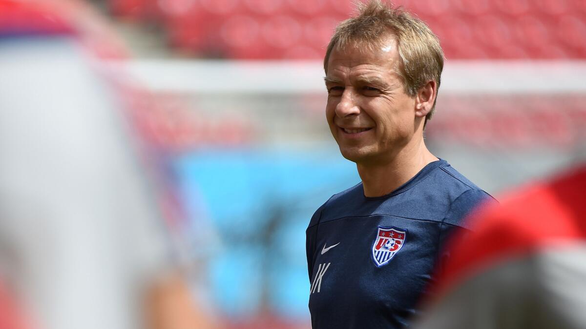 U.S. Coach Juergen Klinsmann says his team knows its capable of beating Germany on Thursday.