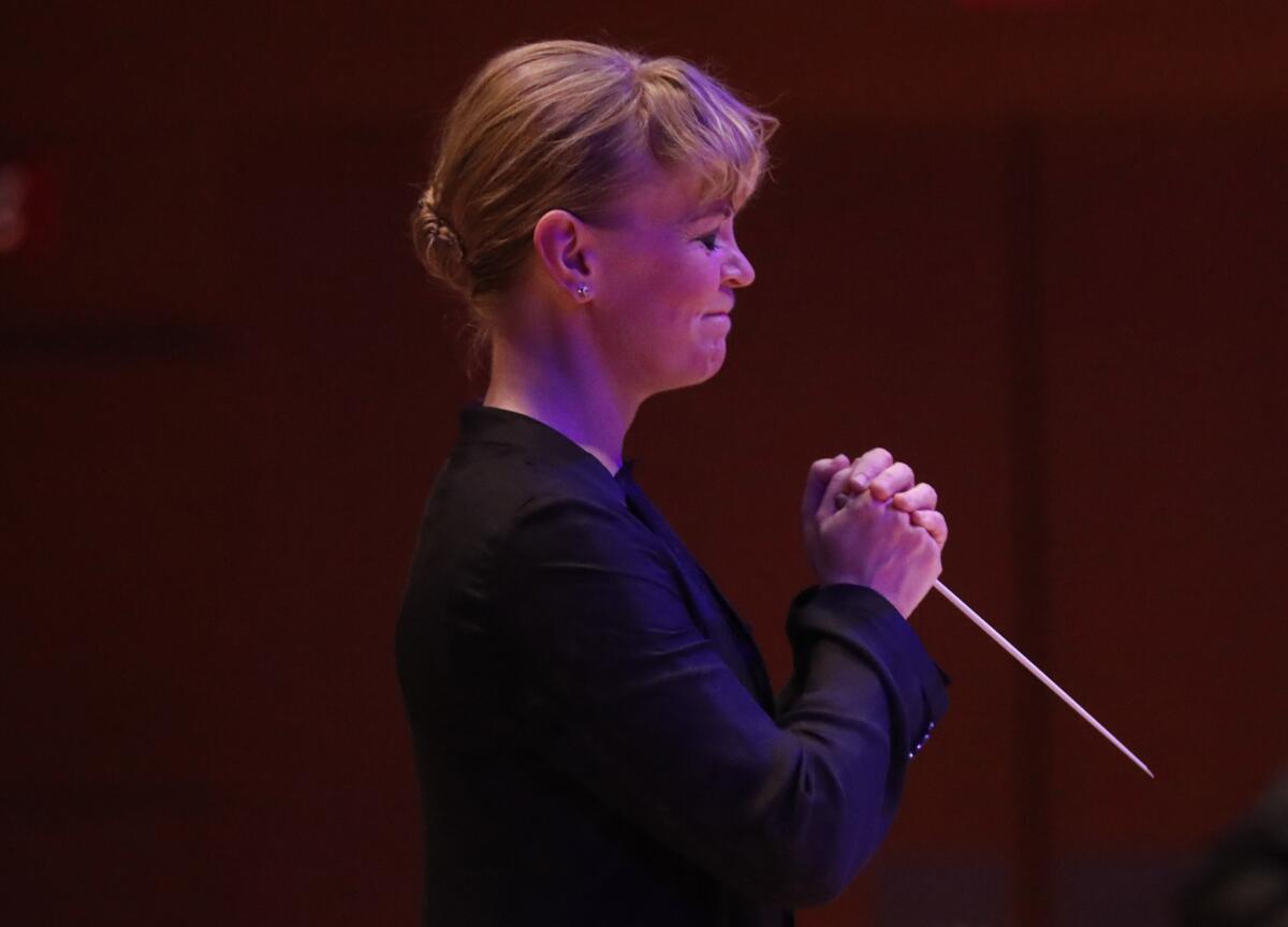 The L.A. Phil's principal guest conductor Susanna Mälkki on Friday at Disney Hall.