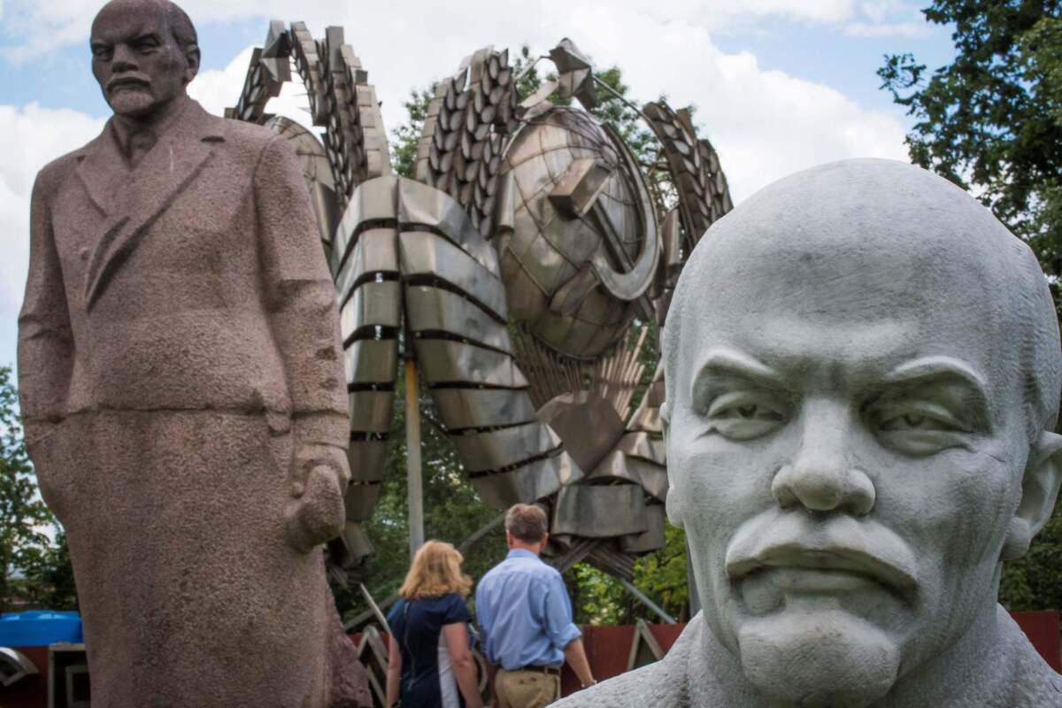 Statues of Vladimir Lenin in Muzeon Park in Moscow.