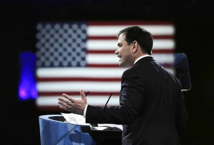 Sen. Marco Rubio (R-Fla.) addresses the Conservative Political Action Conference in March. His role in immigration reform could boost a possible presidential bid, although many tea party conservatives oppose plans that are emerging.