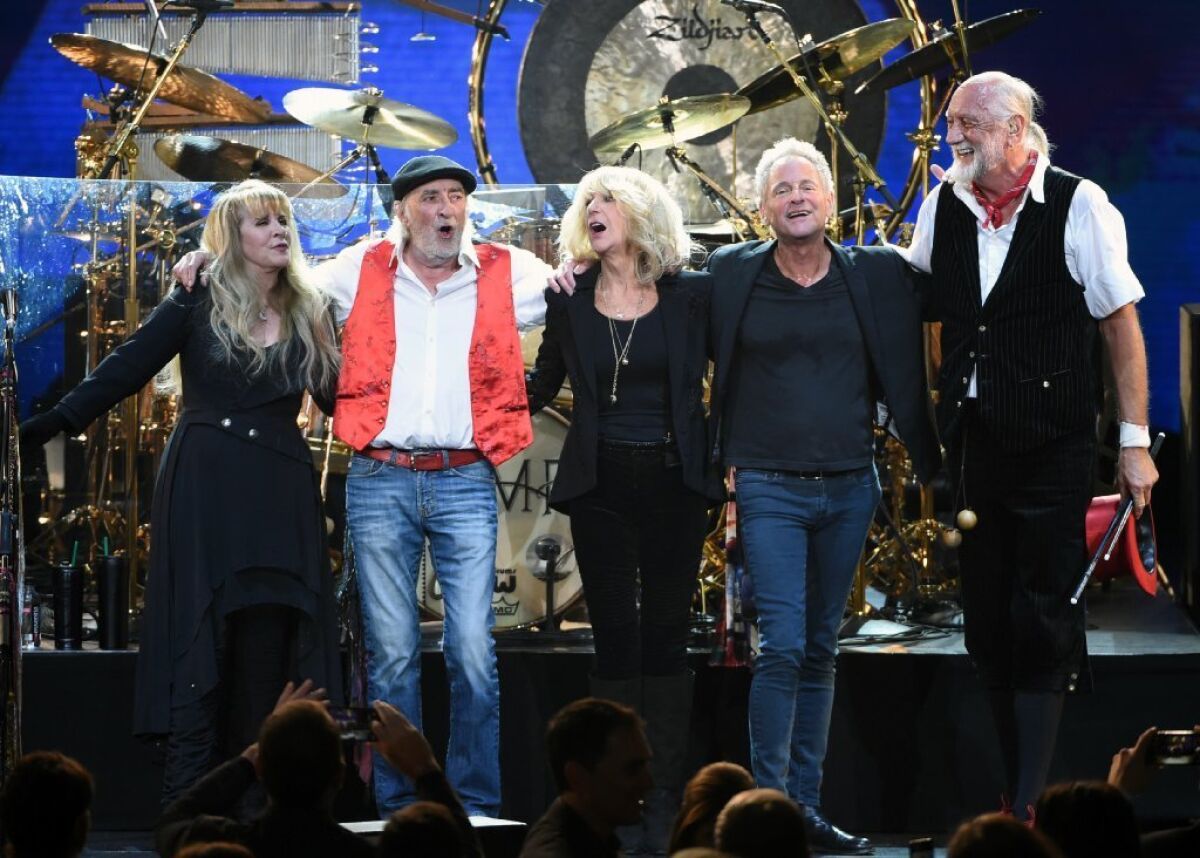 Fleetwood Mac, from left, Stevie Nicks, John McVie, Christine McVie, Lindsey Buckingham and Mick Fleetwood in 2018.