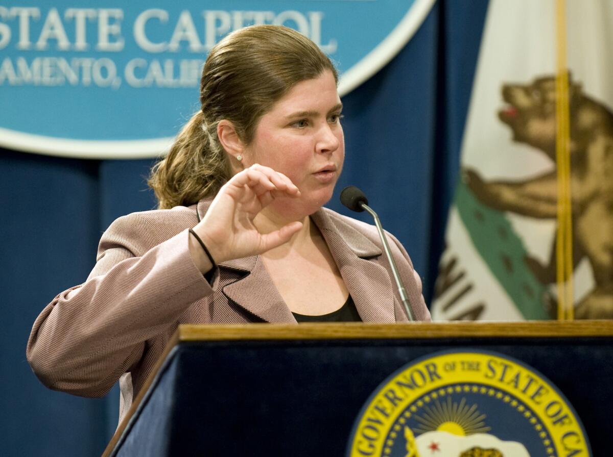 California Director of Finance Ana Matosantos, pictured here in 2010, is leaving Gov. Jerry Brown's administration.
