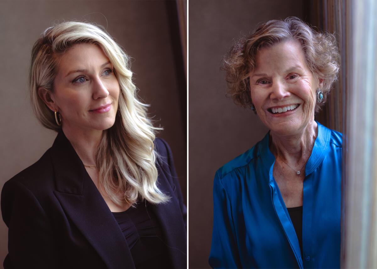 Separate portraits of two women, one a director, the other a novelist.