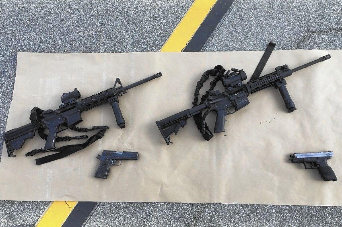 Four of the guns believed used by the couple who killed 14 people at a holiday party in San Bernardino on Wednesday. There is roughly one mass shooting — four or more victims — each day in America.