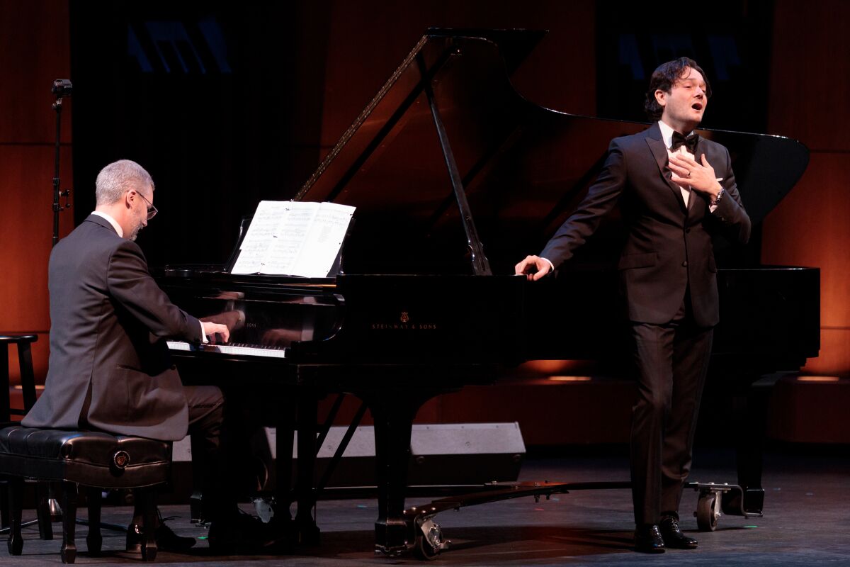 Tenor Arturo Cruz-Chacon performs with pianist Jeremy Frank at a San Diego Opera recital  