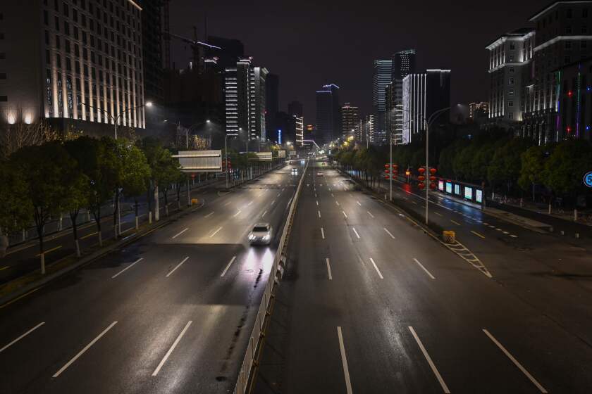 General view of a street in Wuhan on January 26, 2020, a city at the epicentre of a viral outbreak that has killed at least 56 people and infected nearly 2,000. - China on January 26 expanded drastic travel restrictions to contain an epidemic that has killed 56 people and infected nearly 2,000, as the United States, France and Japan prepared to evacuate their citizens from a quarantined city at the outbreak's epicentre. (Photo by Hector RETAMAL / AFP) (Photo by HECTOR RETAMAL/AFP via Getty Images) ** OUTS - ELSENT, FPG, CM - OUTS * NM, PH, VA if sourced by CT, LA or MoD **
