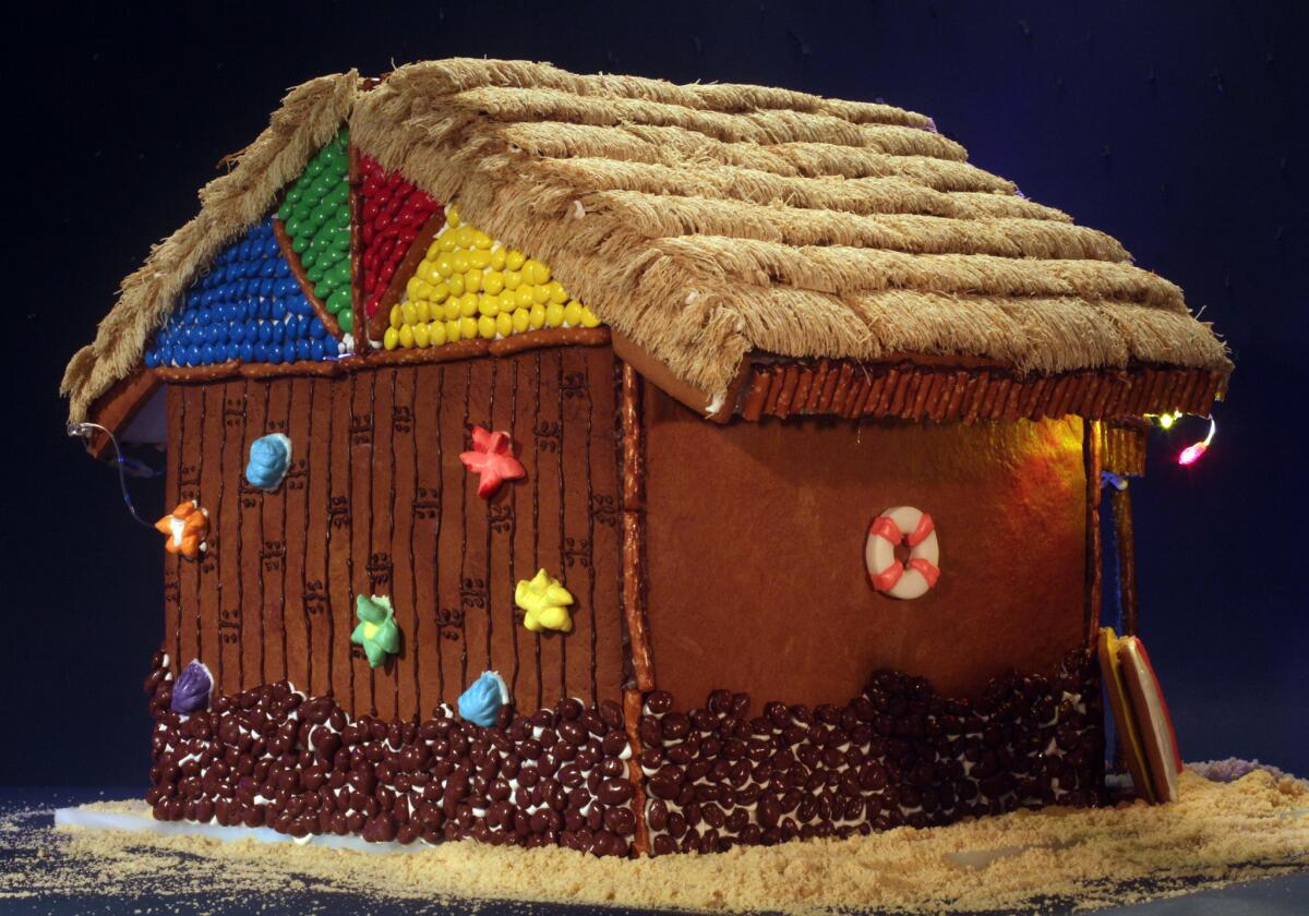 Back of finished gingerbread house.