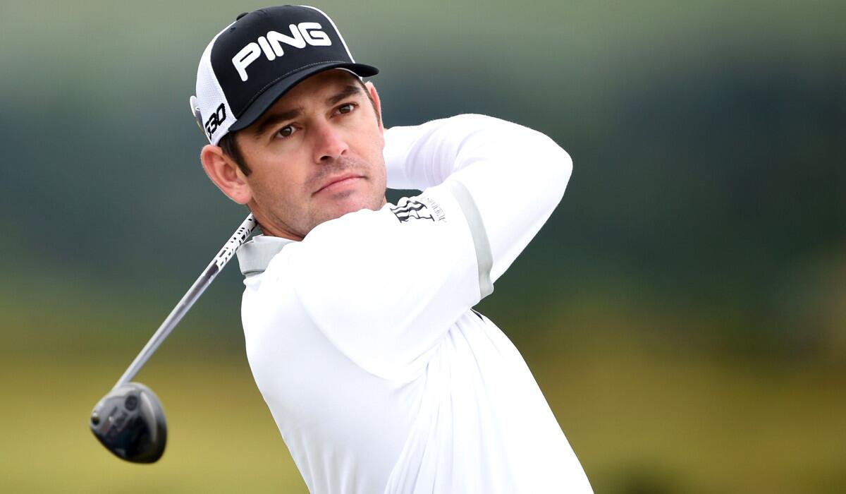 Louis Oosthuizen hits a tee shot during practice ahead of the 144th Open Championship on Monday.