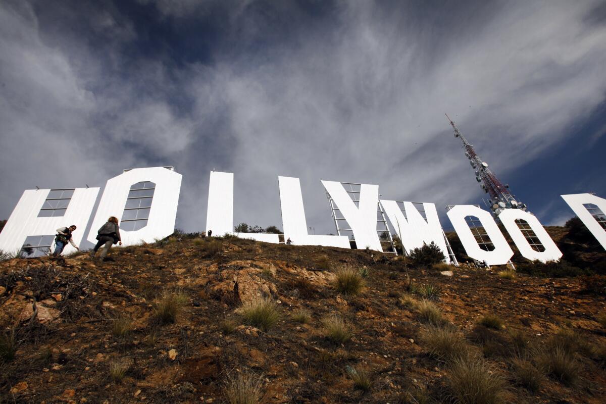 The Hollywood sign. 