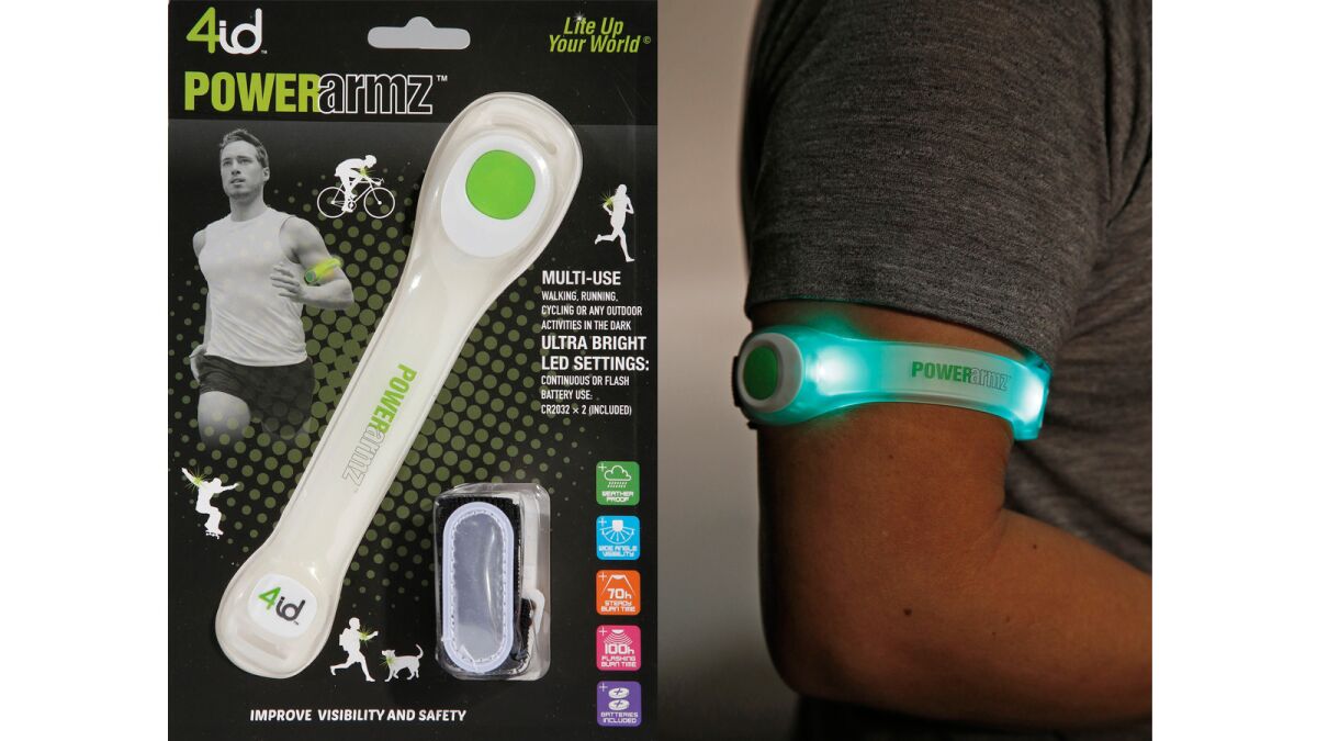 4id Powerarmz is a light up armband. This lightweight, adjustable armband is powered by high intensity LED lights.