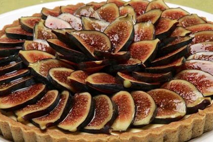 Balsamic glaze adds shimmer to a Black Mission fig tart with mascarpone cream and a sweet nut cookie crust. Recipe: fig tart with mascarpone cream