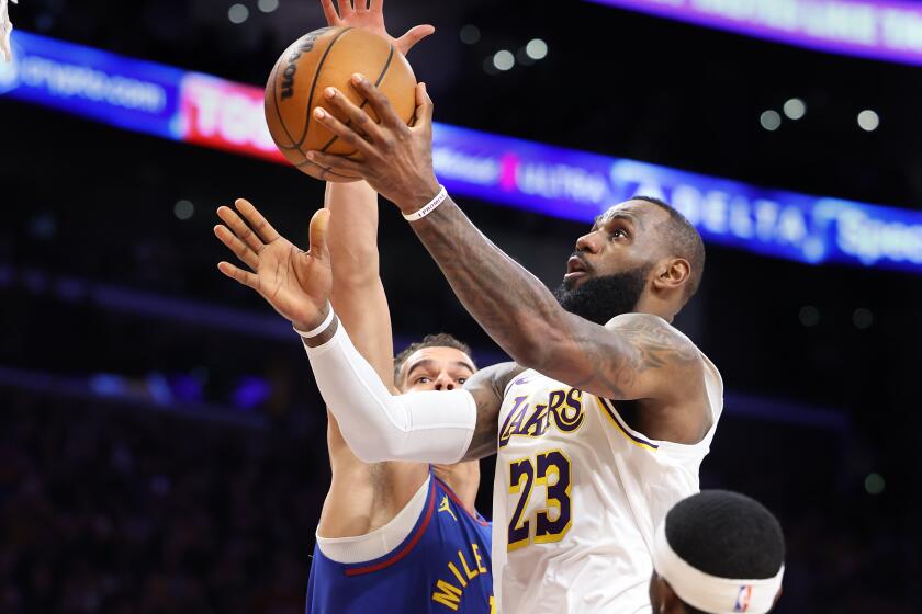 Los Angeles, California March 2, 2024-Lakers LeBron James scores his 40,000th point.