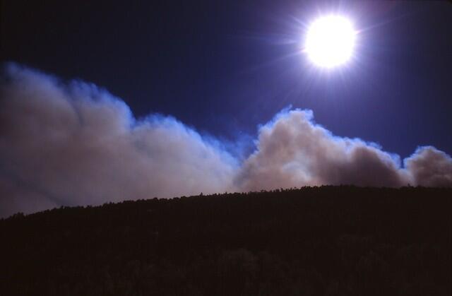 Forest fire near Bandelier National Monument in New Mexico. Photo taken 1996.