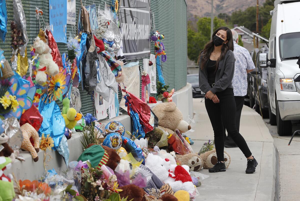 A memorial shrine in honor of Aiden Leos.