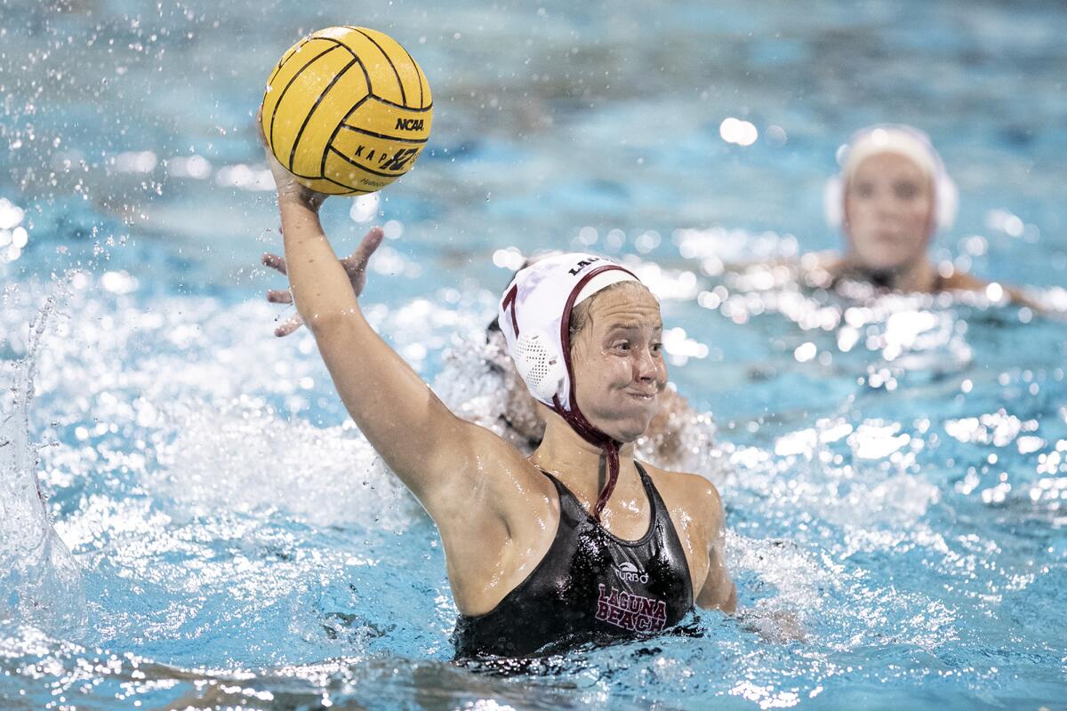 Laguna Beach's Cleo Washer takes a shot during Wednesday's match against Foothill.