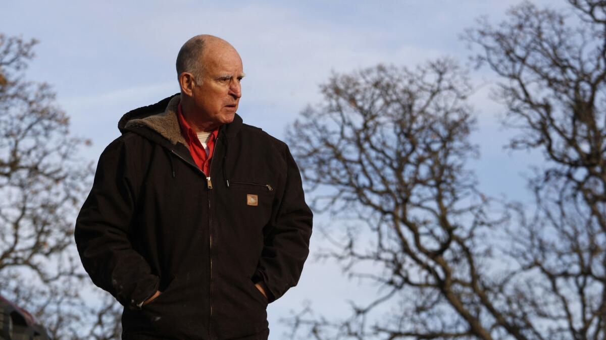 Jerry Brown at his ranch in Williams, Calif. on Dec. 28, 2017.