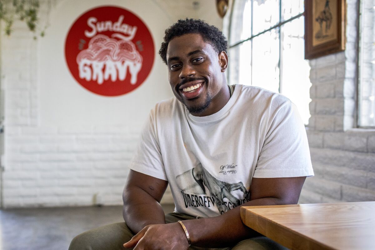 Sebastian Joseph-Day, Los Angeles Rams' nose tackle and host of the food show "Dine N Bash."