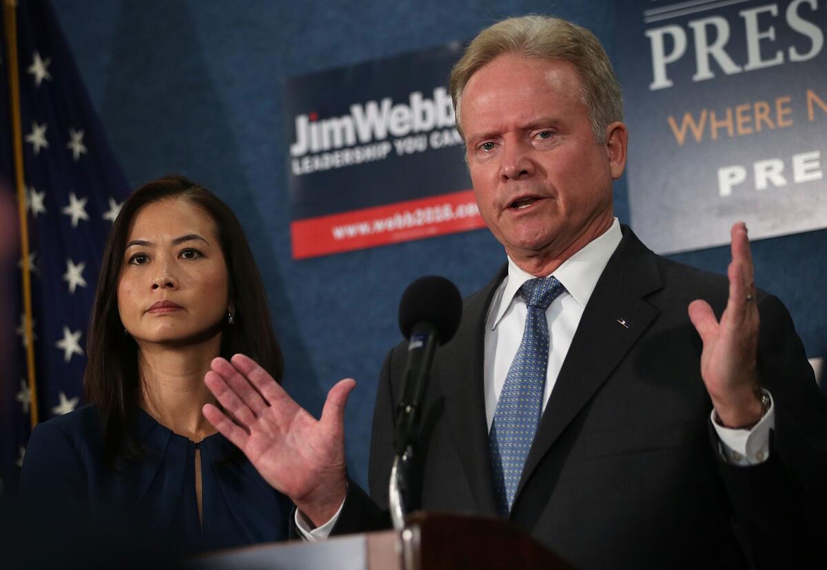 Former Sen. Jim Webb of Virginia announces he is dropping out of the Democratic presidential race.