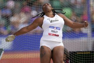 Veronica Fraley competes in the women's discus throw final during the U.S. Track and Field Olympic Team Trials