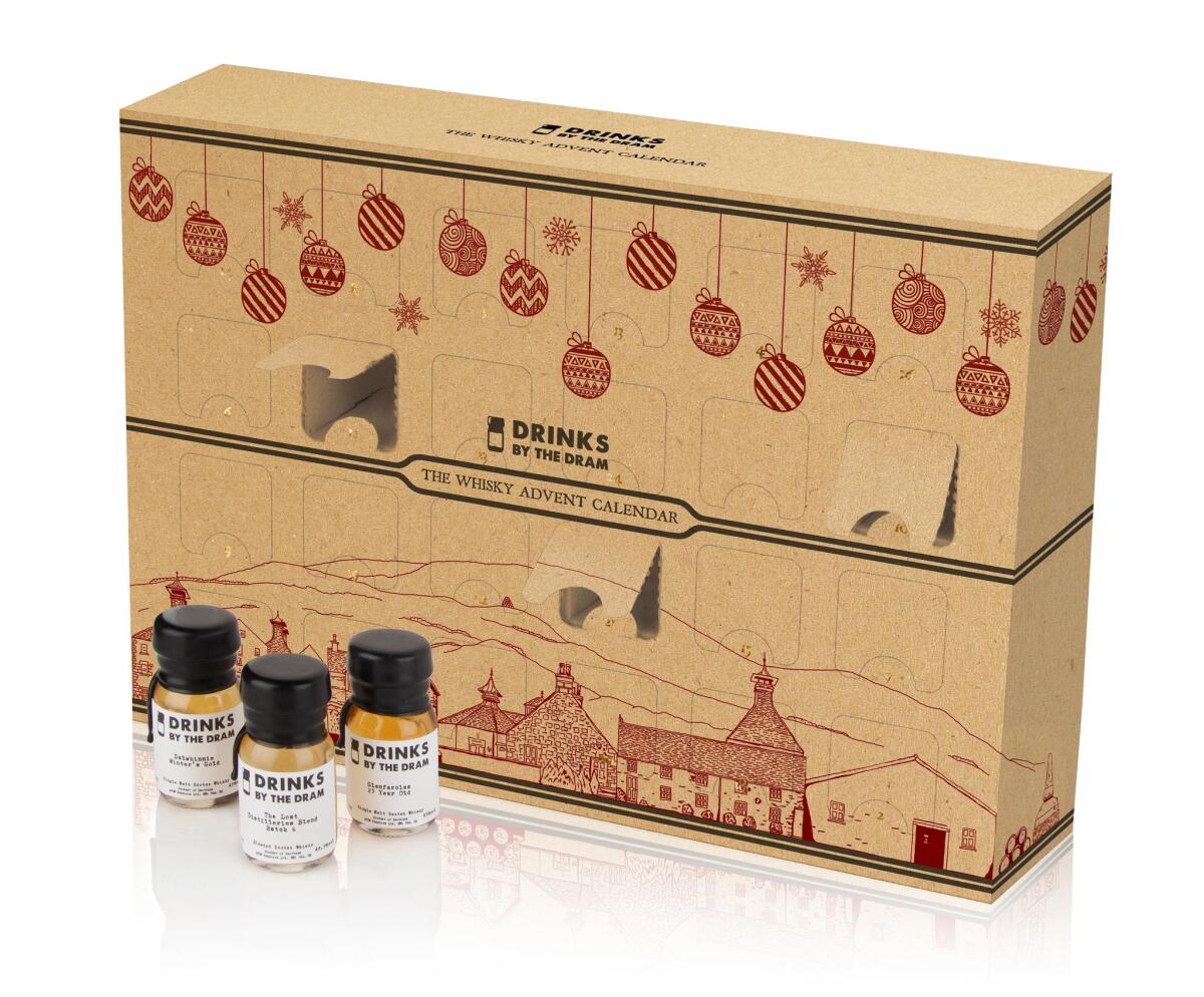 For the whiskey fancier, the Whisky Advent Calendar 2015 Edition.