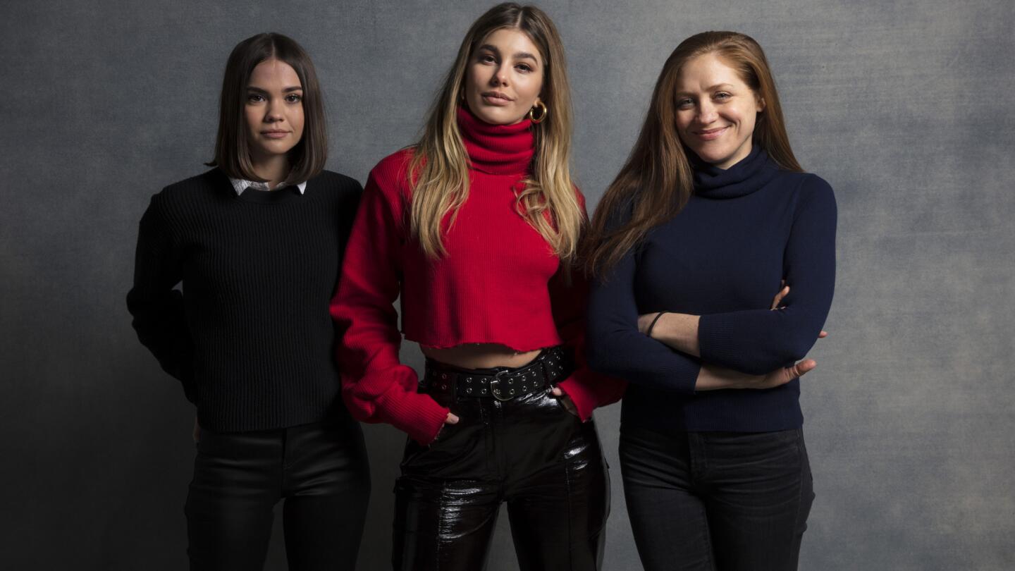 Actress Maia Mitchell, actress Cami Morrone and director Augustine Frizzell, from the film, "Never goin' Back," photographed in the L.A. Times Studio at Chase Sapphire on Main, during the Sundance Film Festival in Park City, Utah, Jan. 22, 2018.