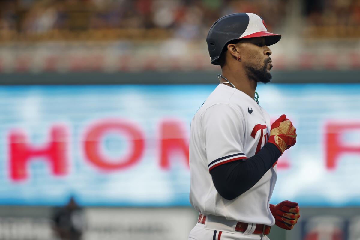 Minnesota Twins left fielder Alex Kirilloff bats during the fourth