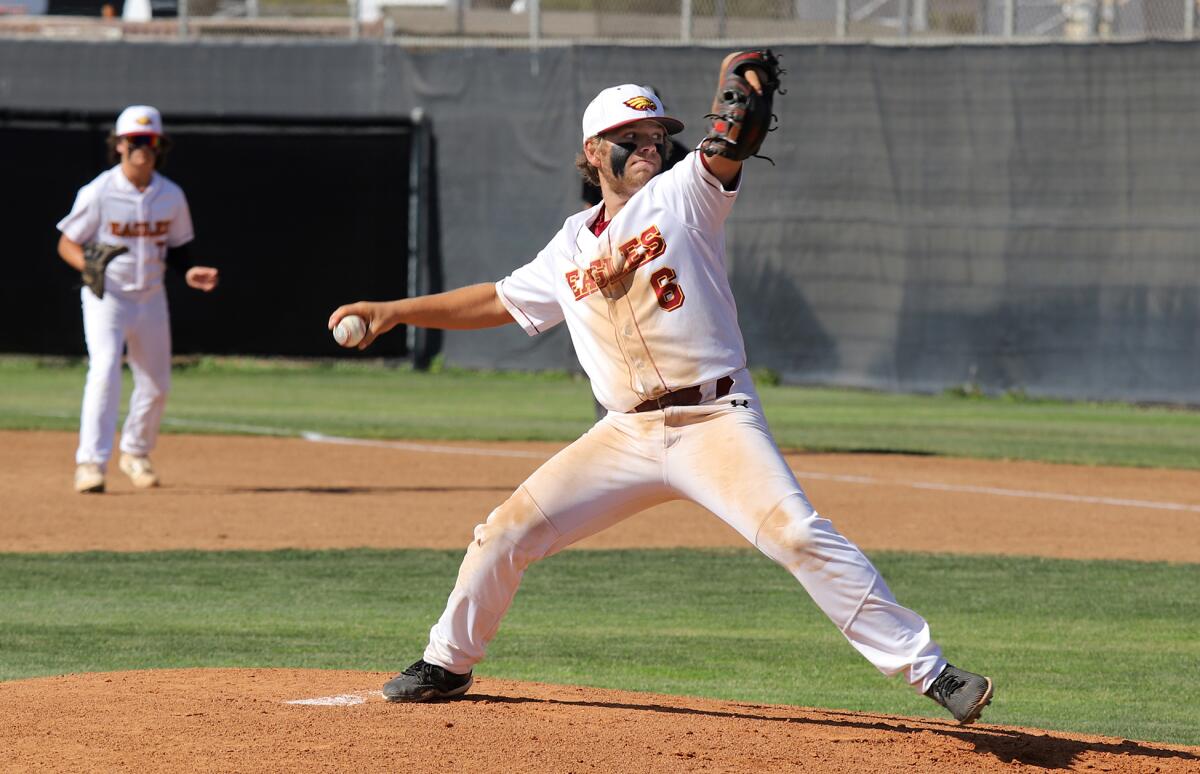 Estancia pitcher Trevor Scott (6) throws during the CIF Southern California Regional Division V final on June 4.