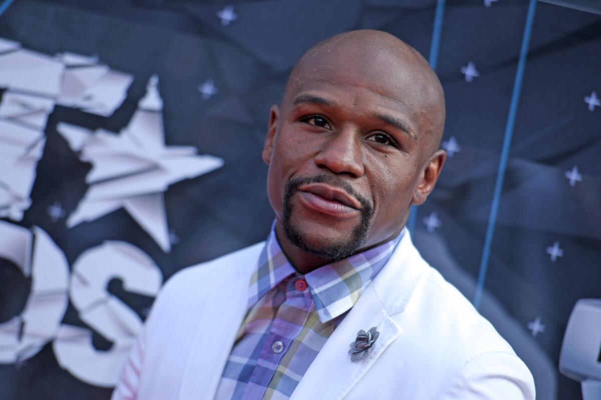 Boxer Floyd Mayweather Jr. arrives at the BET Awards at Microsoft Theater on June 28.