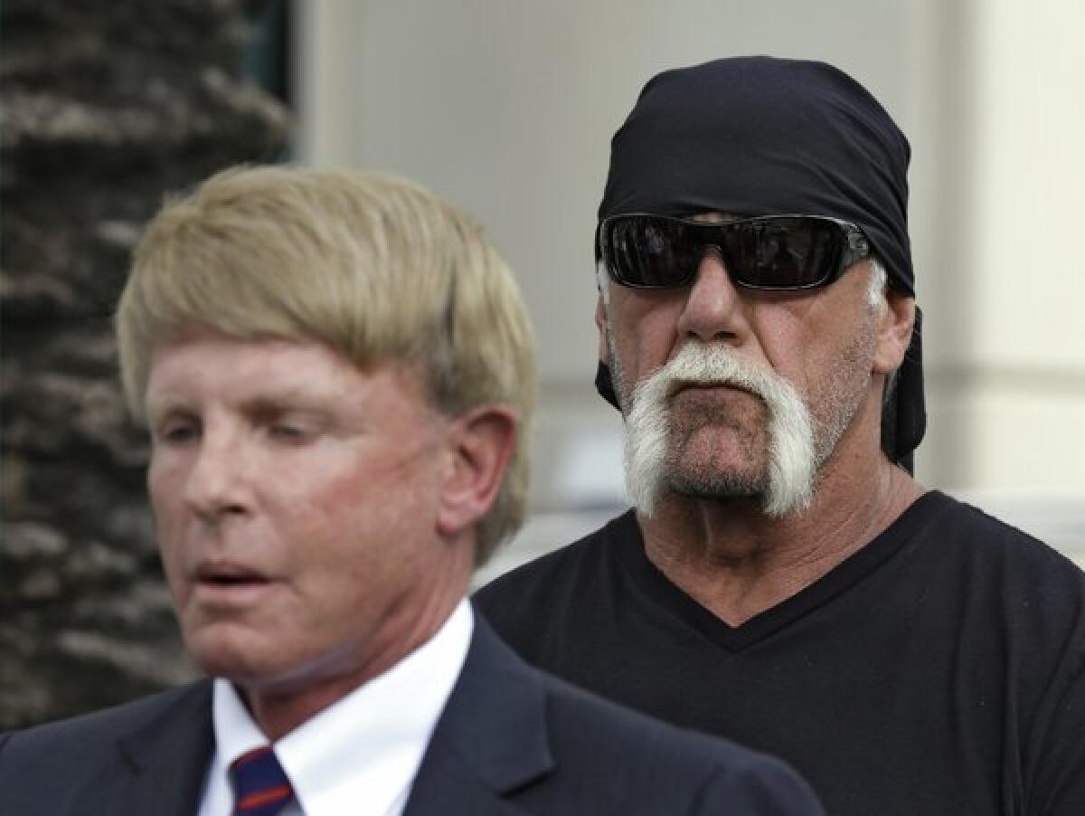 Attorney David Houston and pro wrestler Hulk Hogan at a news conference earlier this month.