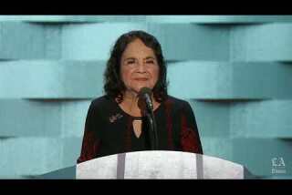 Civil rights activist Dolores Huerta speaks at the Democratic National Convention