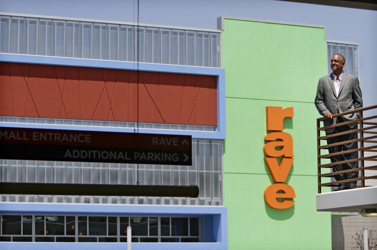 The Rave Cinema 15 — formerly the Magic Johnson Crenshaw 15 — at Baldwin Hills Crenshaw Plaza in 2012.