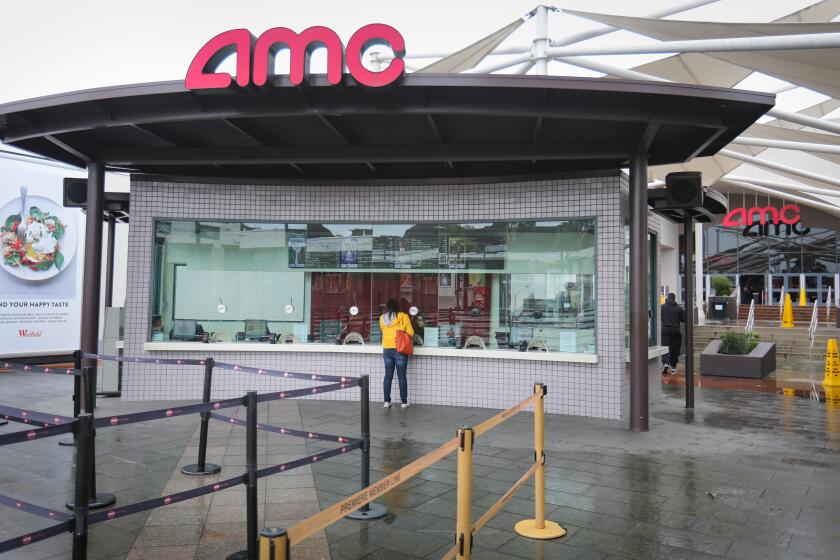 There wasn't a line to buy tickets at the AMC Theatres at the Westfield Mission Valley shopping center, Saturday morning, March 14, 2020 in San Diego, California.