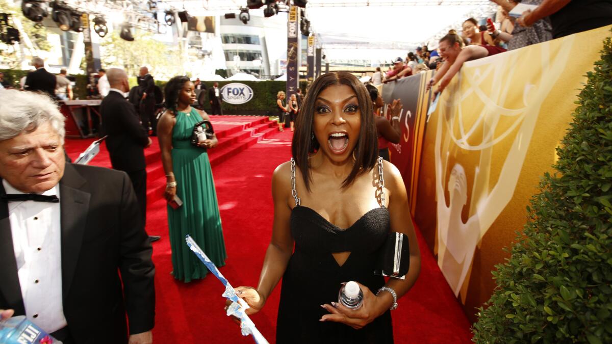 Taraji P. Henson on the Emmys red carpet. What will become of the red carpet in the pandemic year?