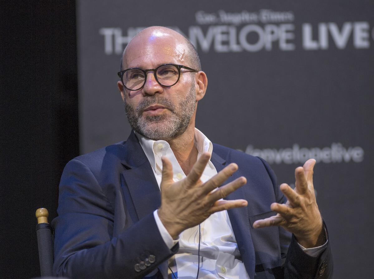 Scott Z. Burns answers questions at an L.A. Times event in Hollywood in 2019.