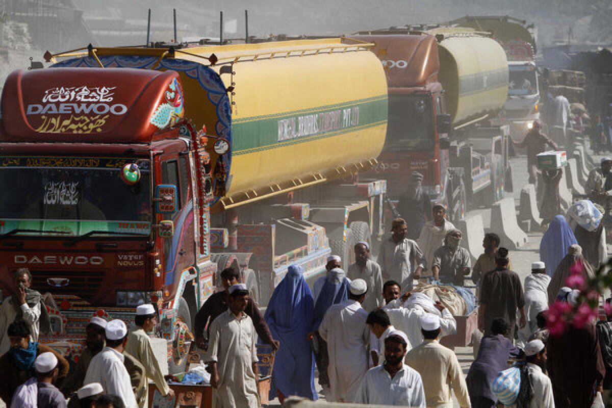 NATO fuel tankers enter Afghanistan in 2010 through Pakistan's border crossing in Torkham, east of Kabul. Fuel deliveries have become a sticking point in relations between the United States and Afghanistan.