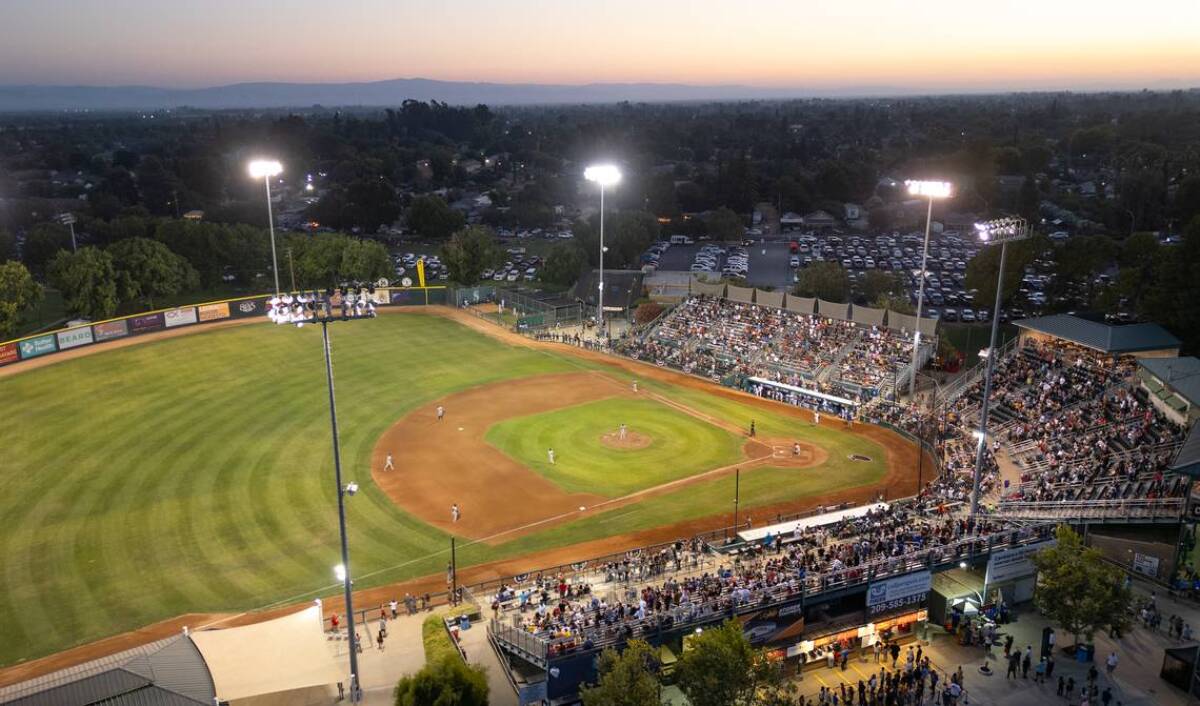 The Modesto Nuts play a game at John Thurman Field in Modesto in July.