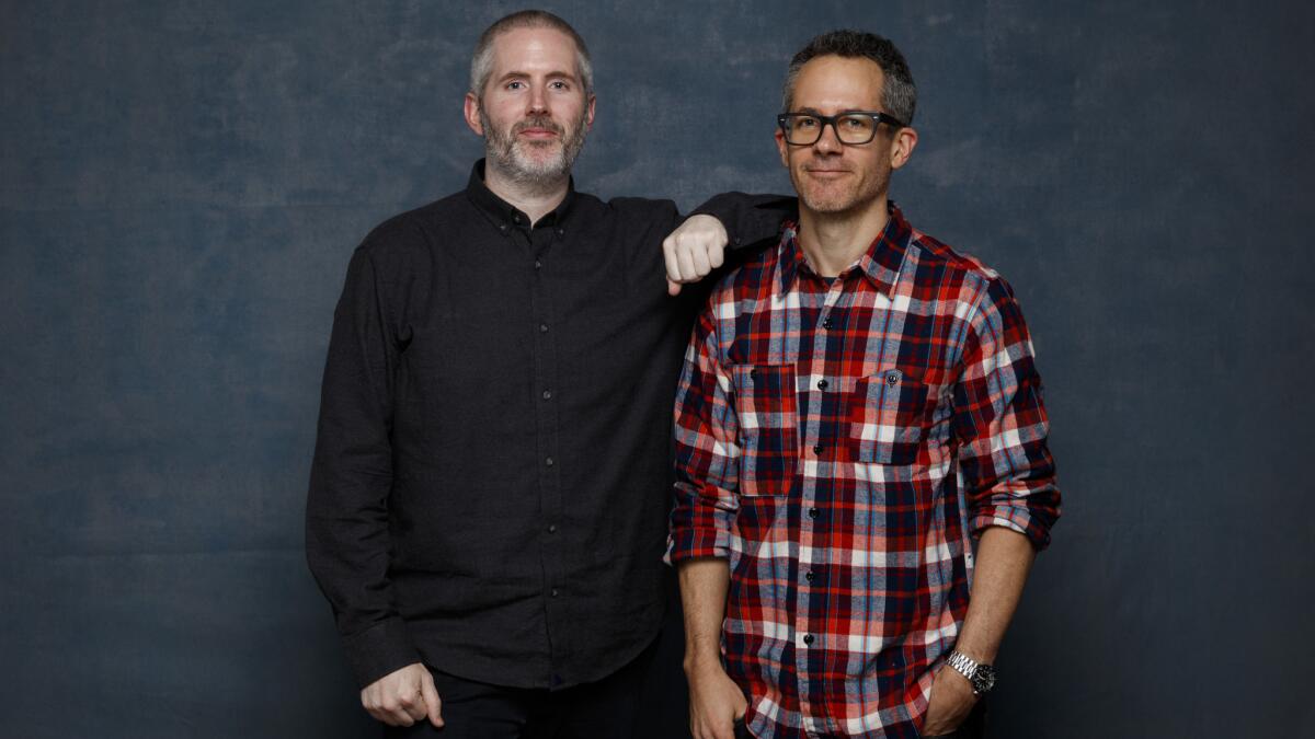 Directors Cary Murnion and Jonathan Milott from the film "Bushwick" are photographed in the L.A. Times photo studio during the Sundance Film Festival in Park City, Utah, on Jan. 21.