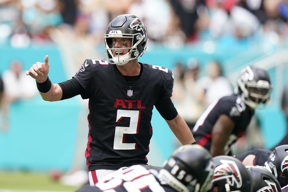 Atlanta Falcons quarterback Matt Ryan calls a play during a win over the Miami Dolphins on Sunday.