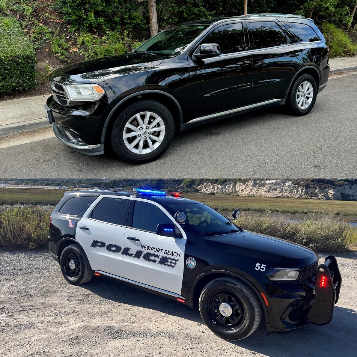 Newport Beach Police's newest patrol vehicle is a 2023 Dodge Durango.