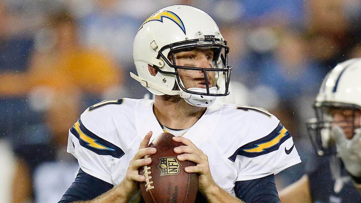 Chargers quarterback Kellen Clemens plays in an exhibition game against Tennessee on Aug. 13.