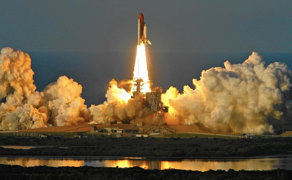 The Space Shuttle Atlantis lifts off from launch pad 39A on its way to the International Space Station on June 8, 2007, from Kennedy Space Center in Cape Canaveral Florida.