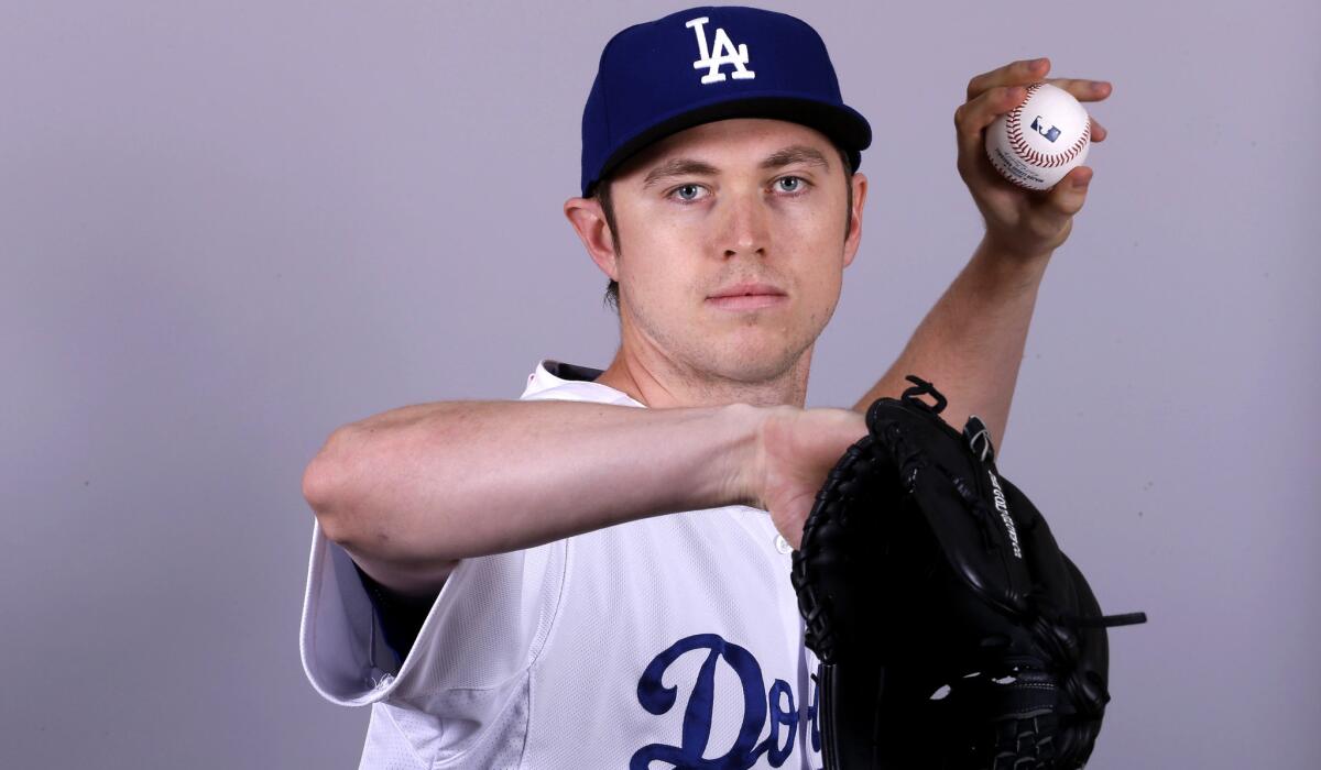 Dodgers pitcher Chris Reed during his media day photo session.