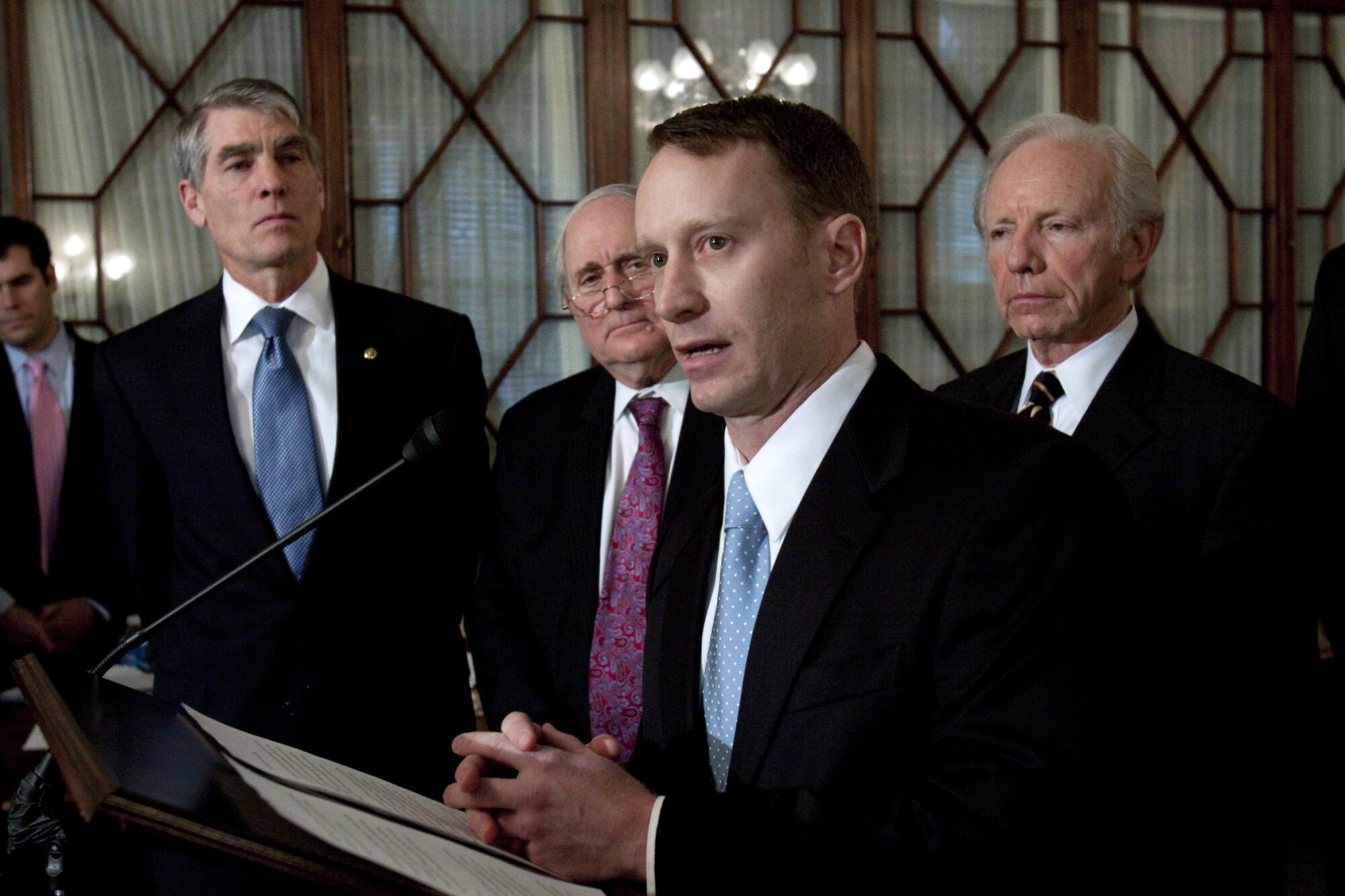 News conference on the introduction of a bill to repeal "don't ask, don't tell" on gays in the military on March 3, 2010.