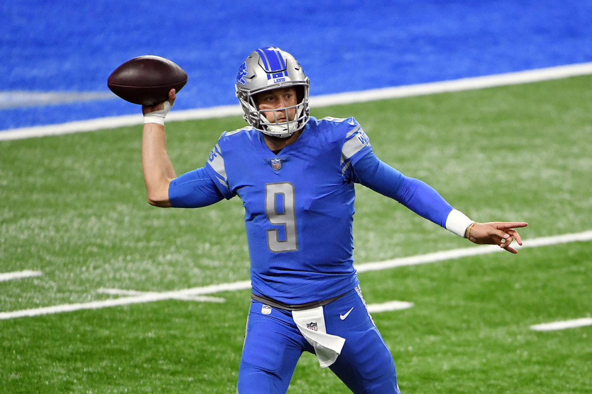 Lions quarterback Matthew Stafford throws a pass.