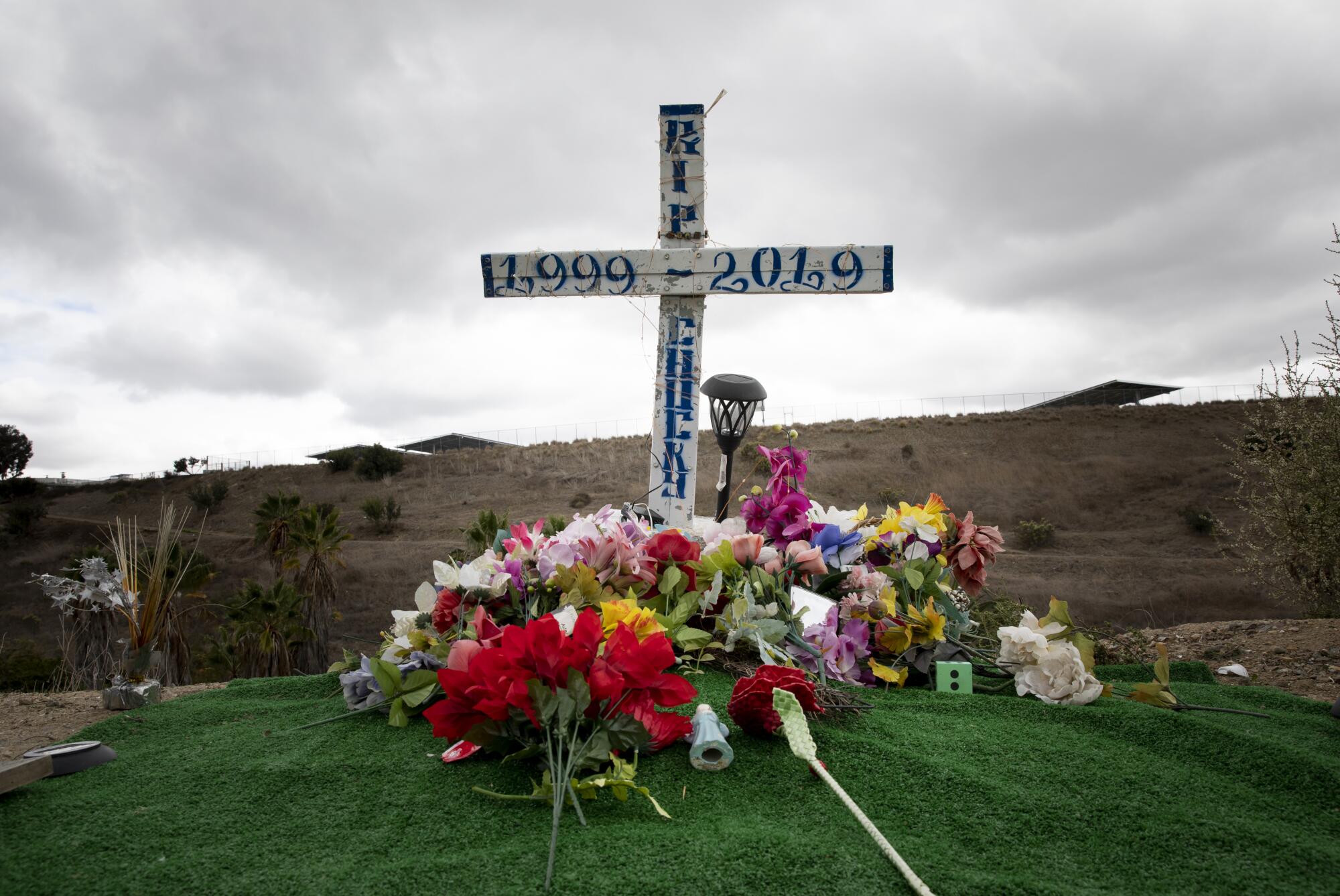 A memorial for a man who was killed on Paradise Valley Road in 2019 on Monday, Oct. 25, 2021.